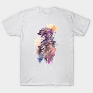 Steampunk Water Colour Woman - V1.04 T-Shirt